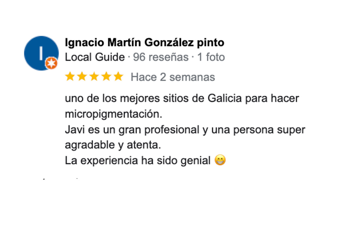 Reseña 5 cliente micropigmentación capilar en Galicia